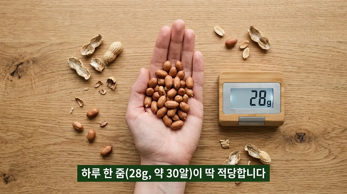 땅콩 하루 적정 섭취량 한 줌 28g 기준 안내 이미지