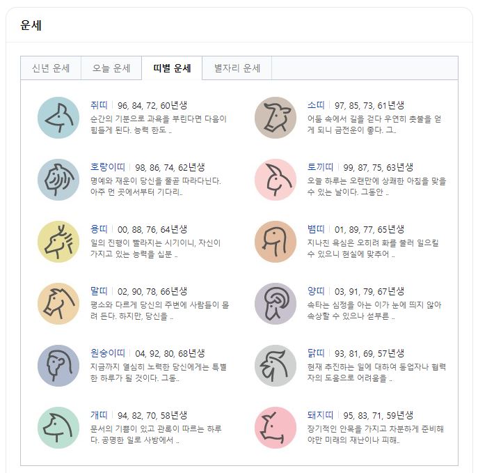 신년운세 오늘운세 띠별운세 2024 새해운세