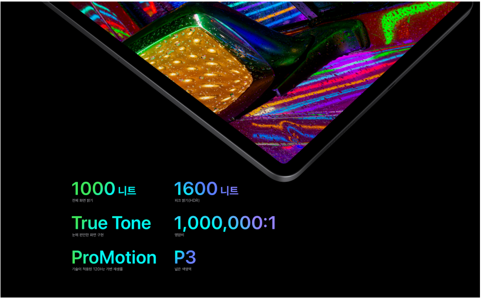 아이패드 프로 5세대 lcd의 높은 명암비