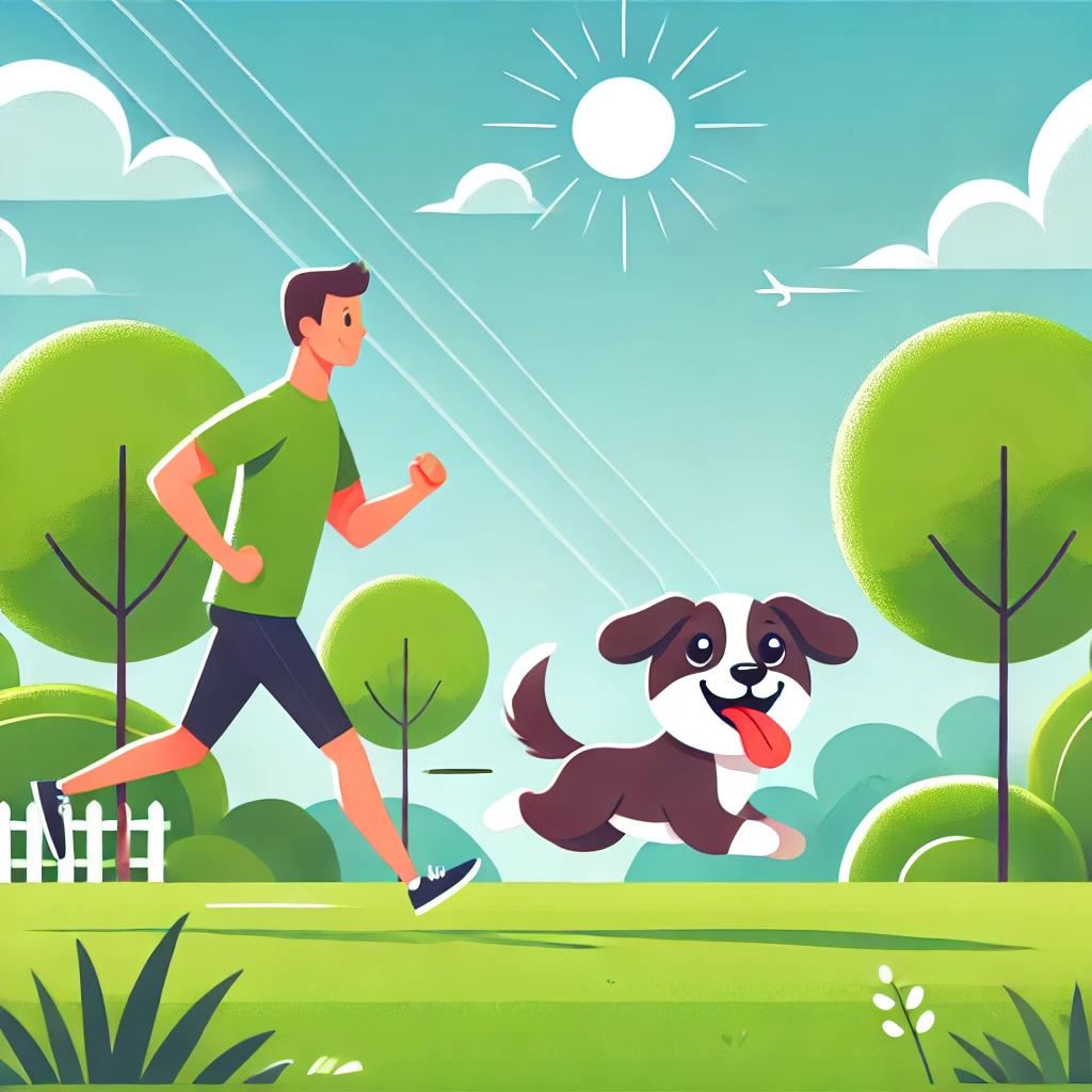 주인과 함께 달리는 강아지