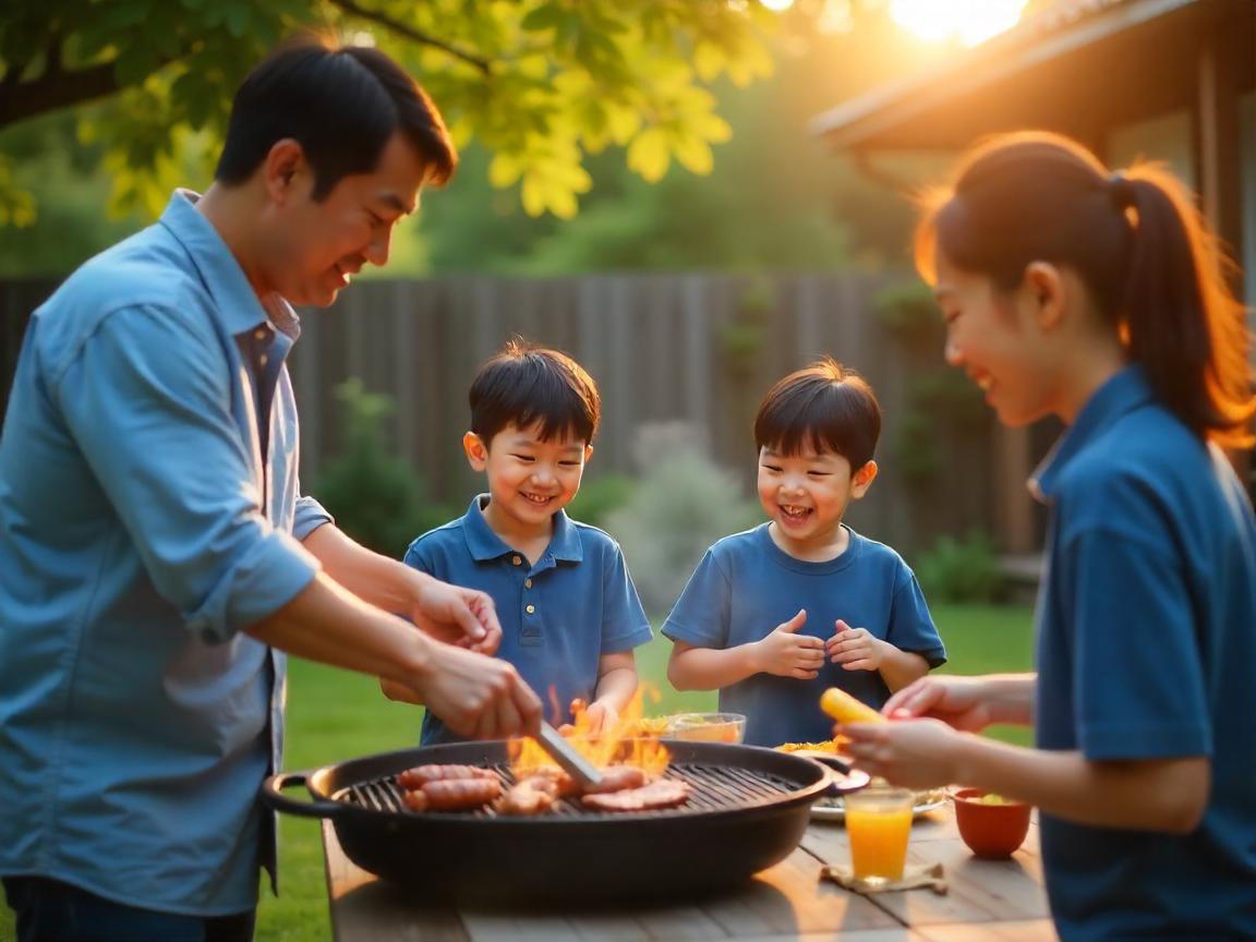 가족이 함께 웃으며 시간을 보내는 행복한 모습