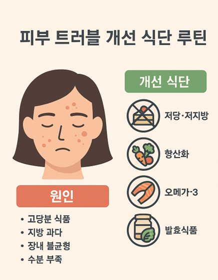 피부 트러블 개선 식단 루틴