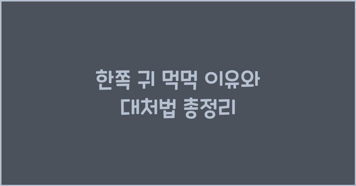 한쪽 귀 먹먹