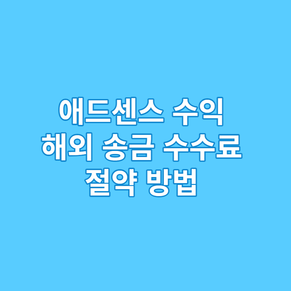 애드센스 해외 수수료 절약 방법