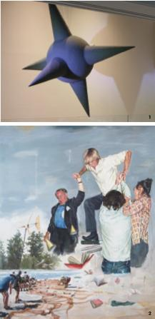 1. ‘교환 X로서의 세계’, 혼합매체, 300×300×300cm, 2013 2. ‘False Step’, oil on canvas, 130.3×162cm, 2011