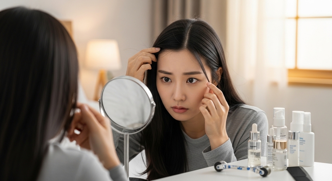 정수리 탈모 초기증상 자가진단표 &ndash; 머리카락 가늘어졌다면?