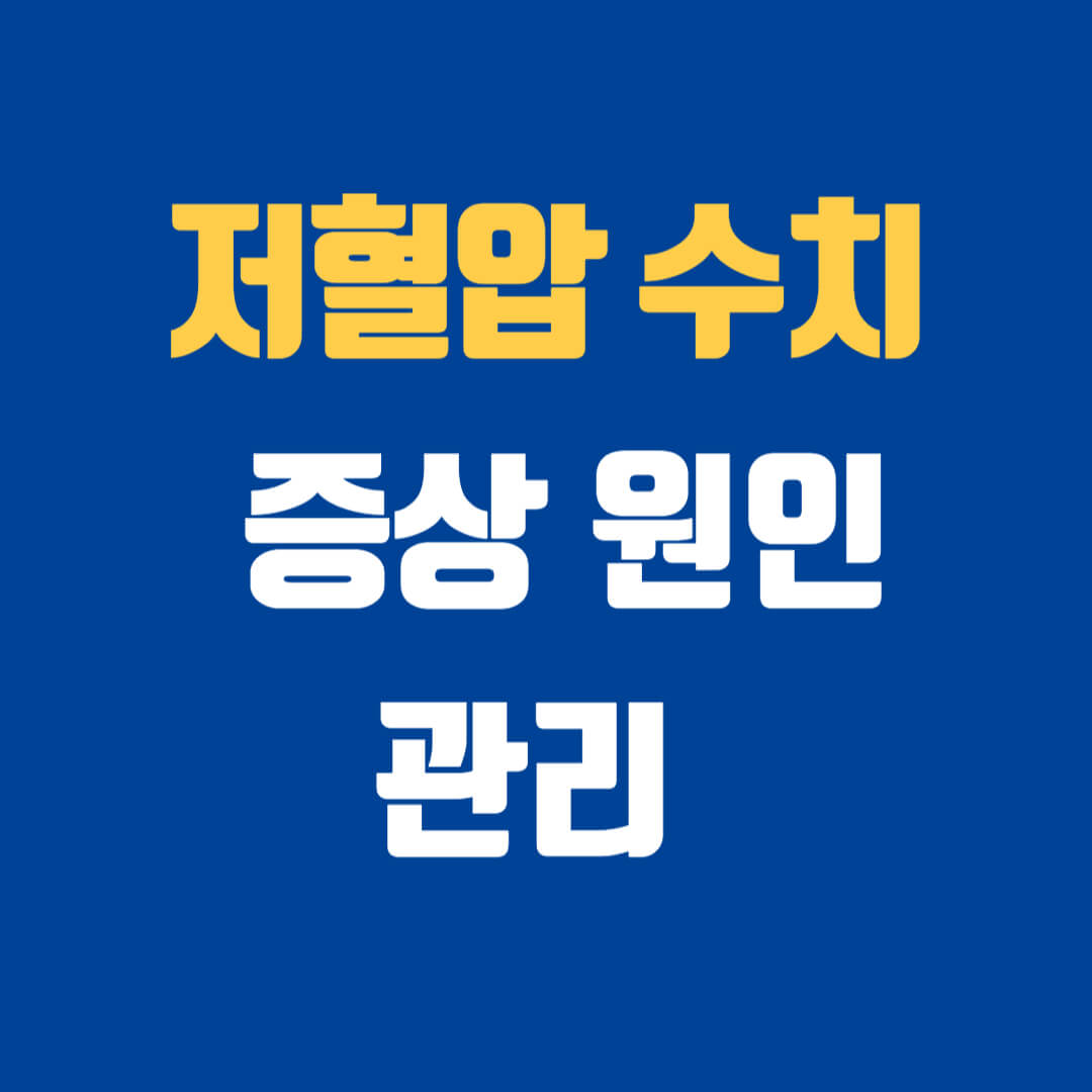저혈압수치 증상 원인 및 관리