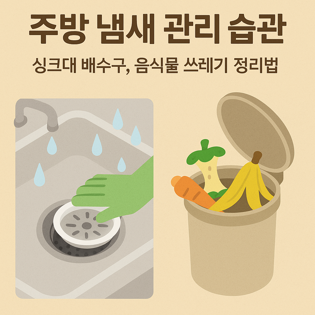 주방 냄새 관리 습관: 싱크대 배수구, 음식물 쓰레기 정리법