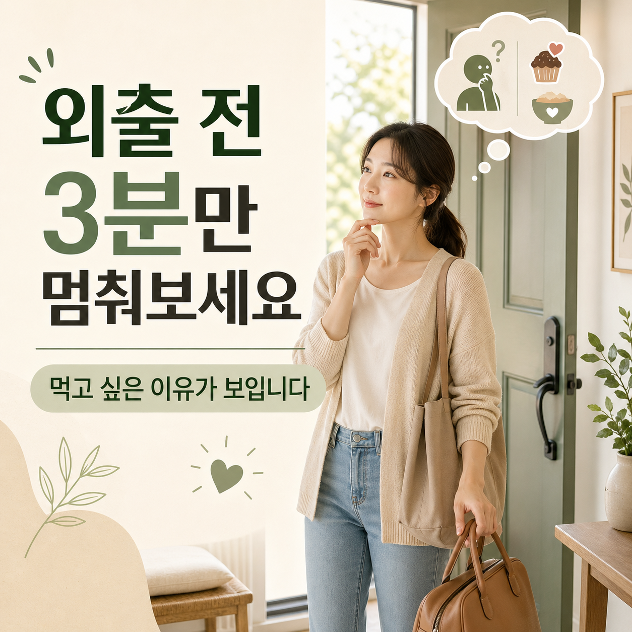 외출 전 3분만 멈춰보세요, 머고 싶은 이유가 보입니다