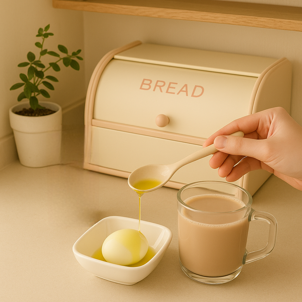 올리브오일을 드레싱한 삶은 계란과 약콩 두유 한잔