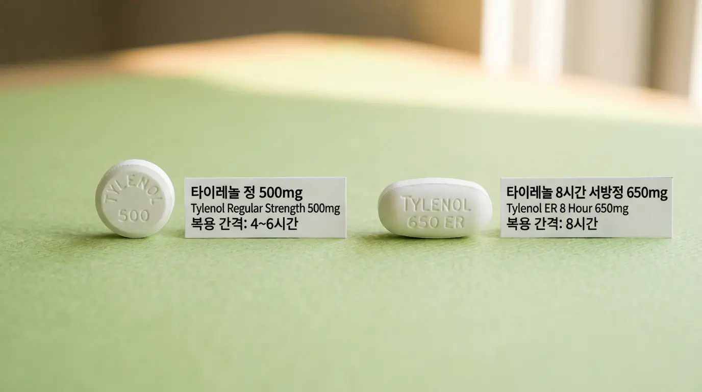 타이레놀 이알서방정 500mg 차이 비교