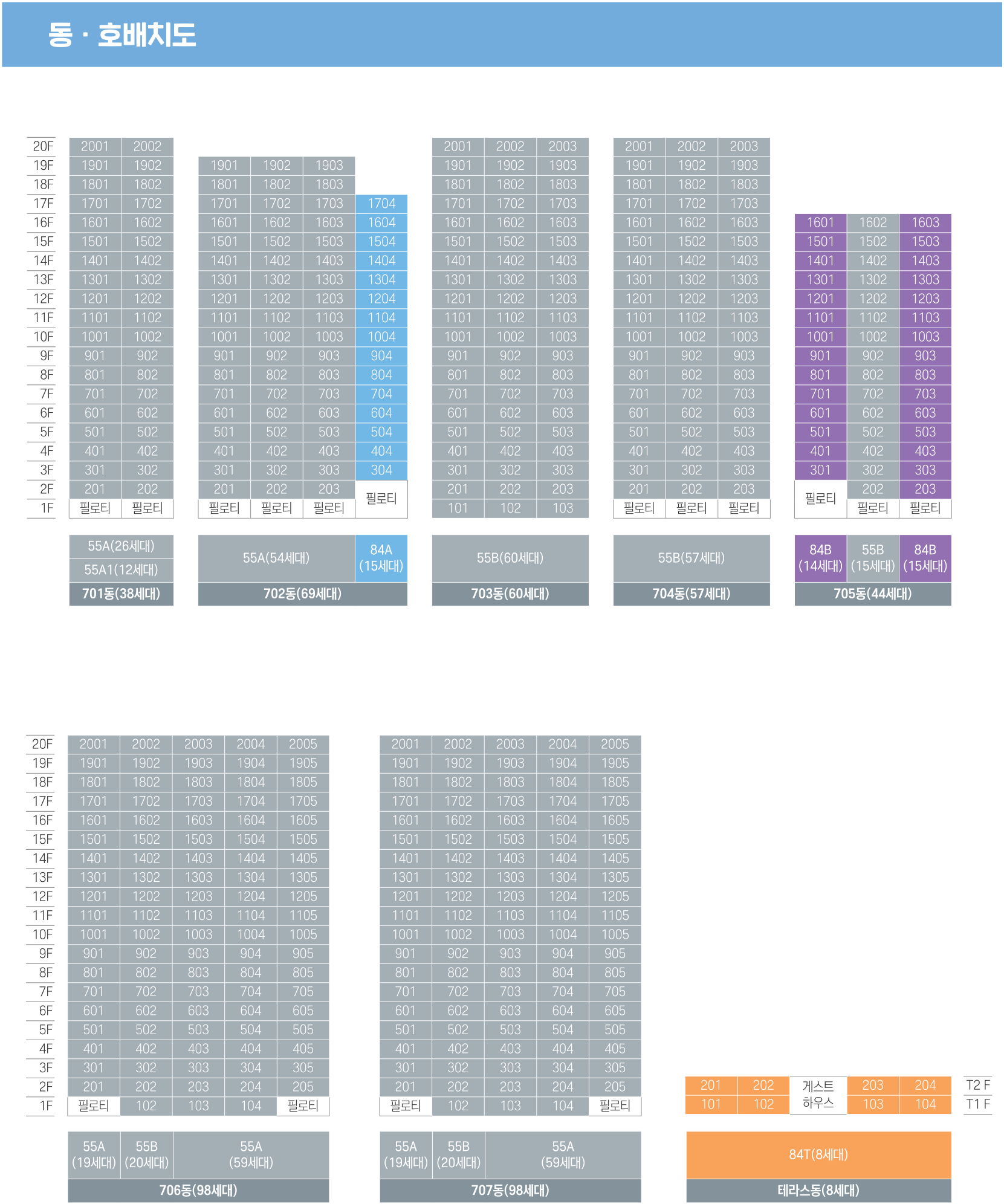 과천지식정보타운 S7블록 10년 공공임대주택 과천 그랑레브 데시앙 아파트 동호배치도