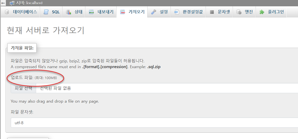 DB 파일의 크기 때문에 사이트 이전(마이그레이션)에 실패하는 경우