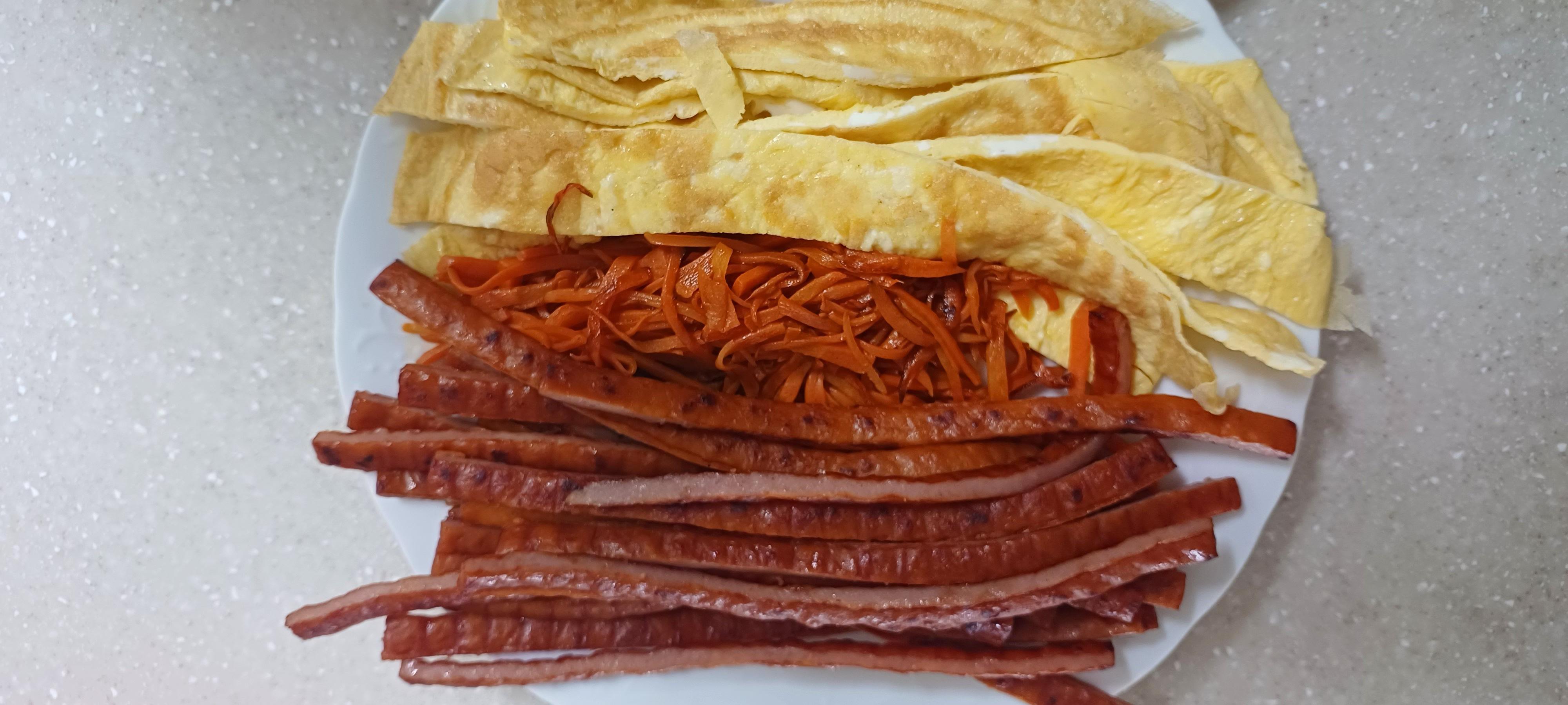 계란, 당근, 햄 김밥재료