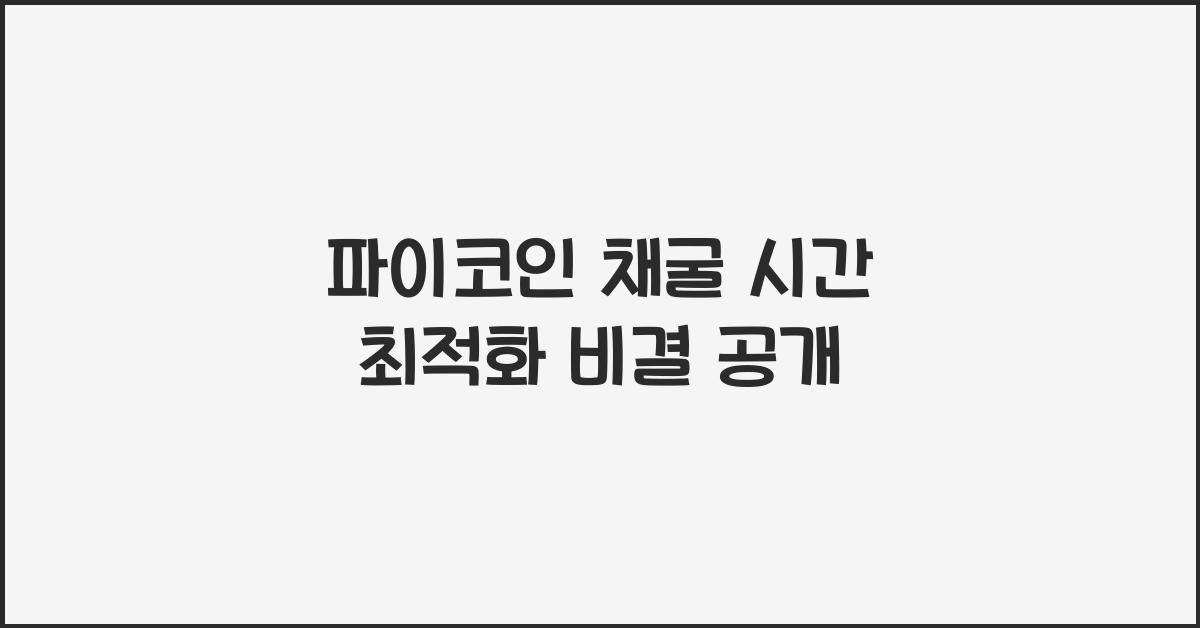 파이코인 채굴 시간