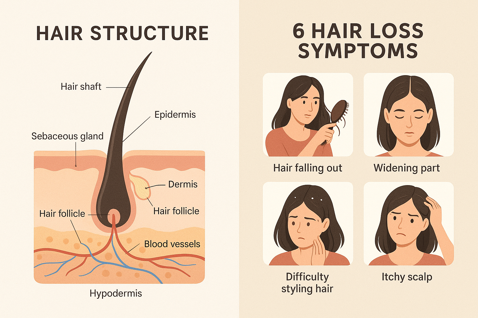 탈모를 조기에 알아차릴 수 있는 6가지 주요 증상
