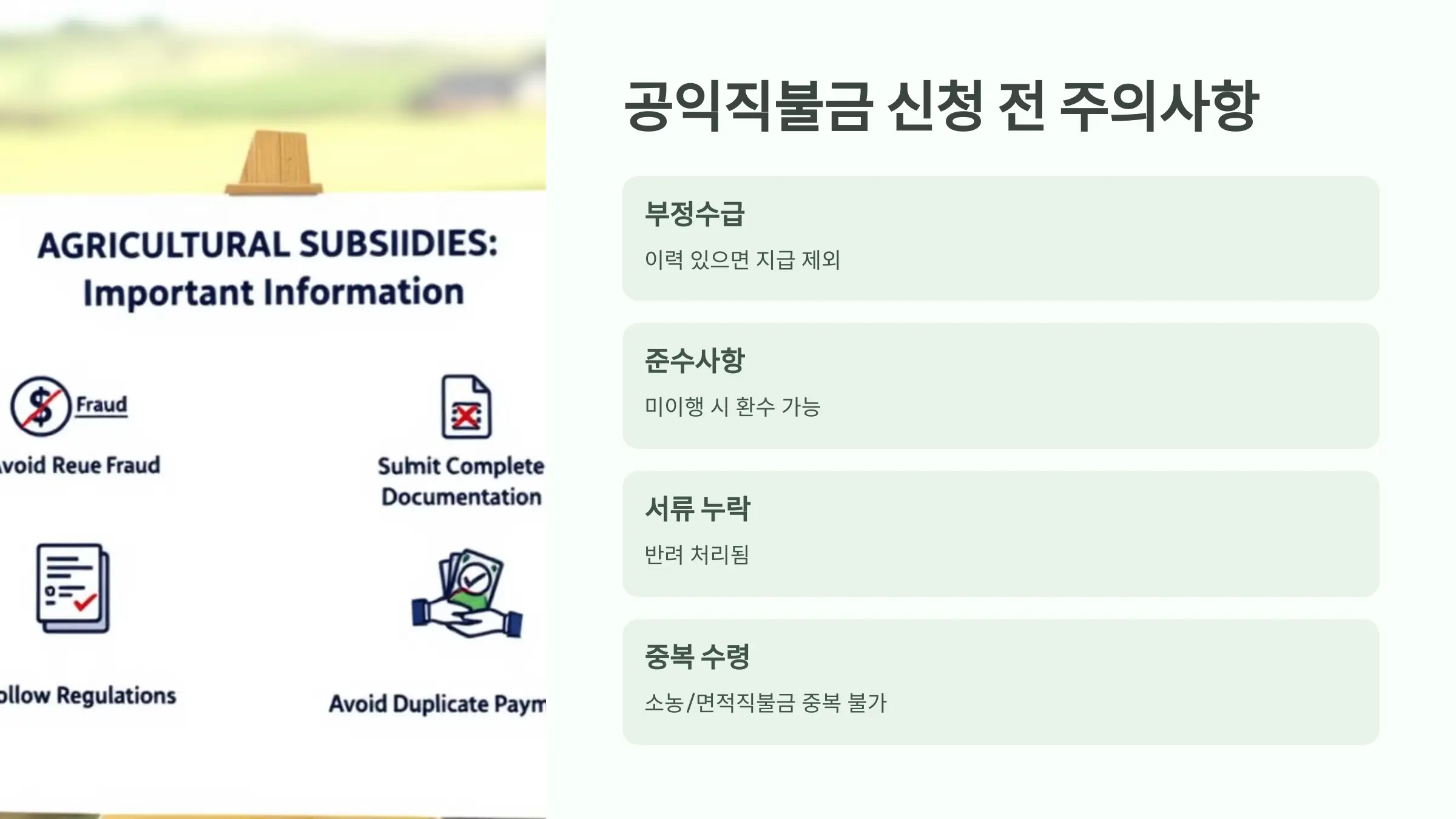 공익 직불금 신청방법, 자격조건, 지급절차, 지급일, 소농직불금, 면적직불금, 필수서류