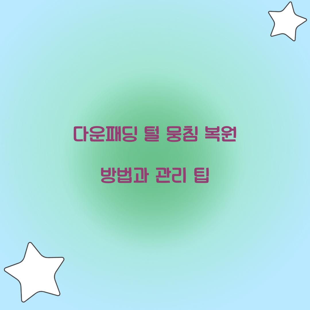 다운패딩 털 뭉침 복원
