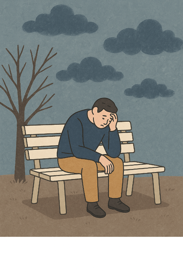 사회적 고립으로 정신 건강에 미치는 영향에 관한 일러스트 이미지