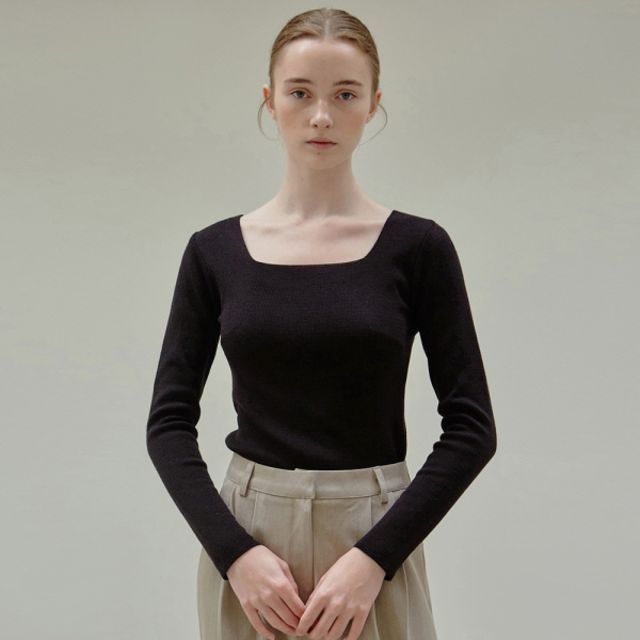 SQUARE NECK SLIM KNIT