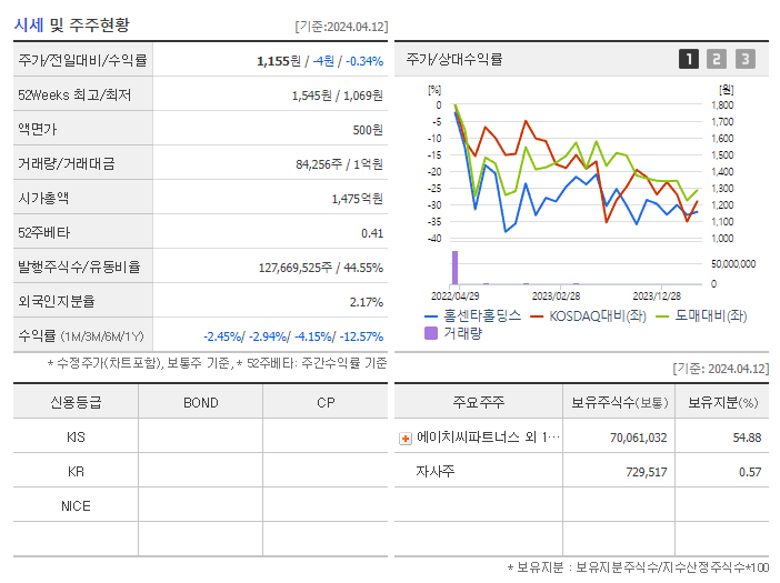 홈센타홀딩스_기업개요