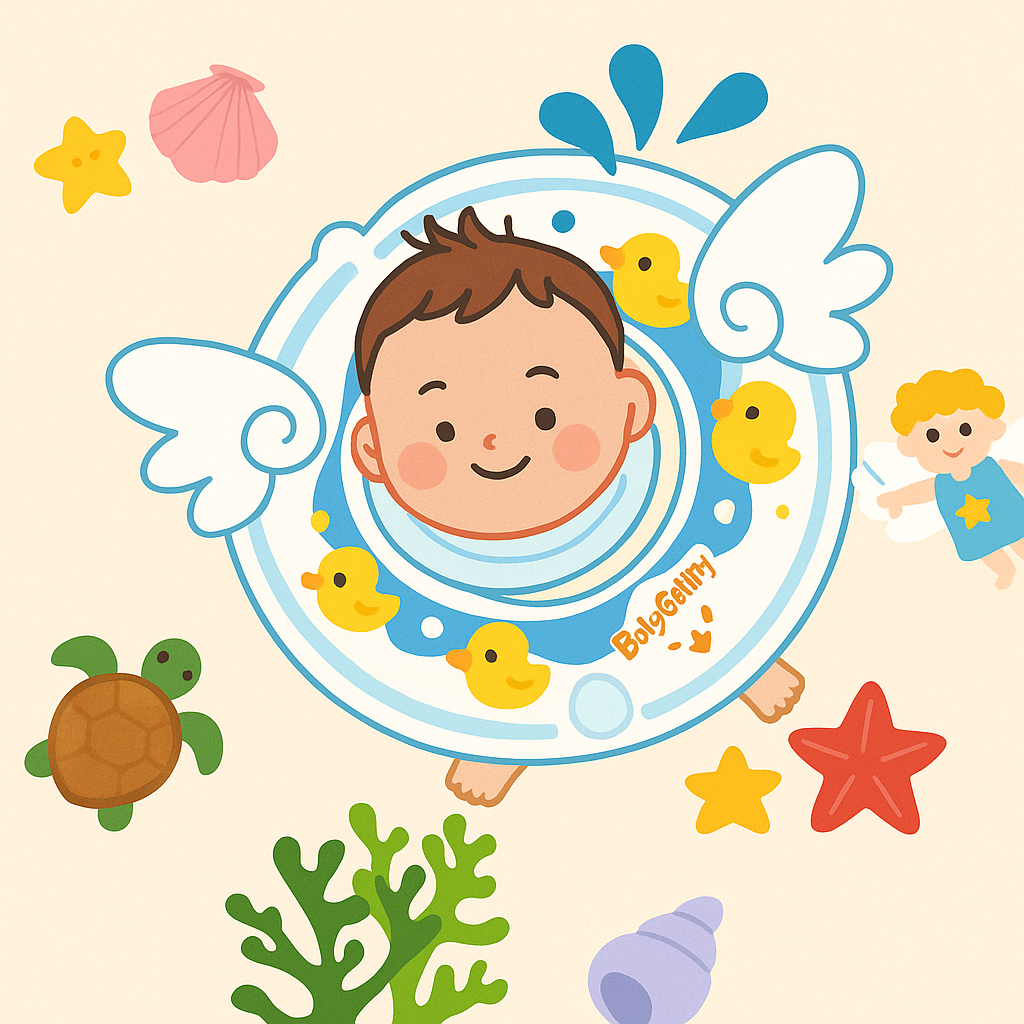 아기 목튜브 수영 이미지