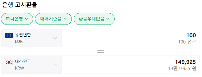 유로환율표