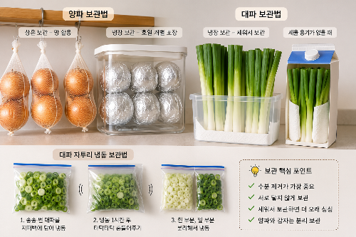 여름철 양파와 대파를 오래 싱싱하게 보관하는 방법