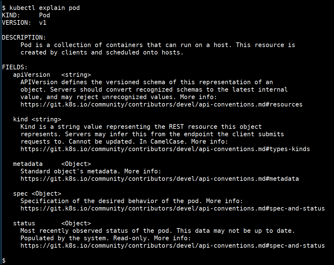 kubectl explain &lt;RESOURCE&gt;