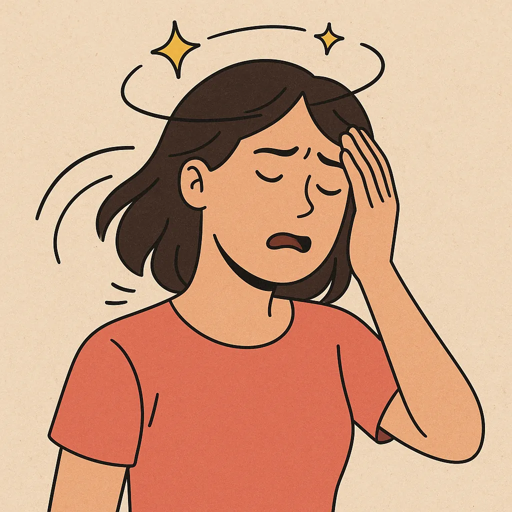 고개를-갑자기-돌렸을-때-어지러움을-느끼는-여성의-일러스트