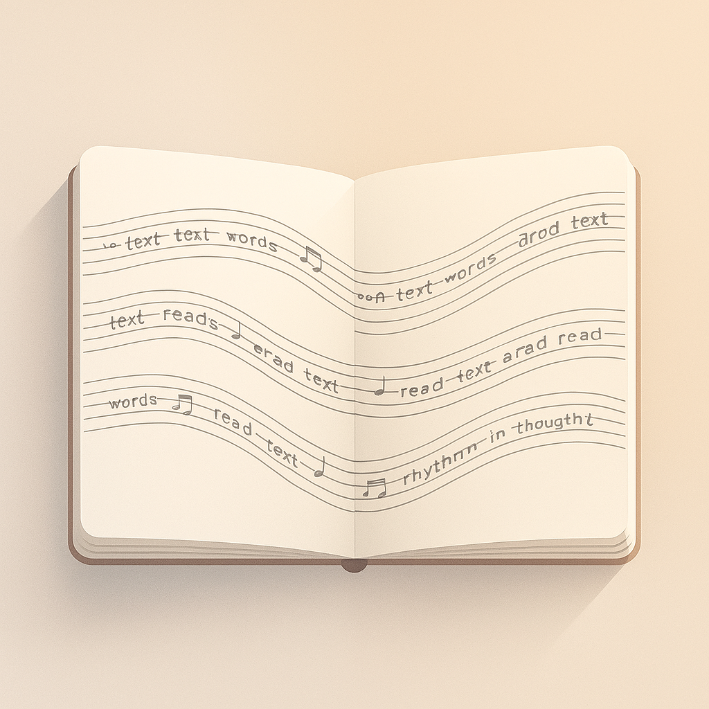 alt: 악보처럼 흐르는 글귀를 그린 추상적 이미지