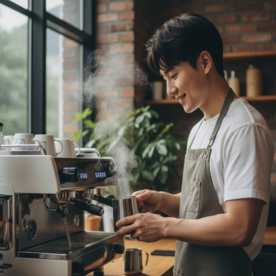 보건증 발급이 필요한 카페에서 일하는 알바의 모습