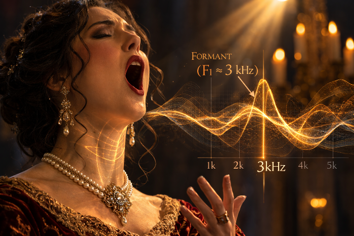 강력한 성악 발성과 가수 포르만트 주파수 파형의 시각화