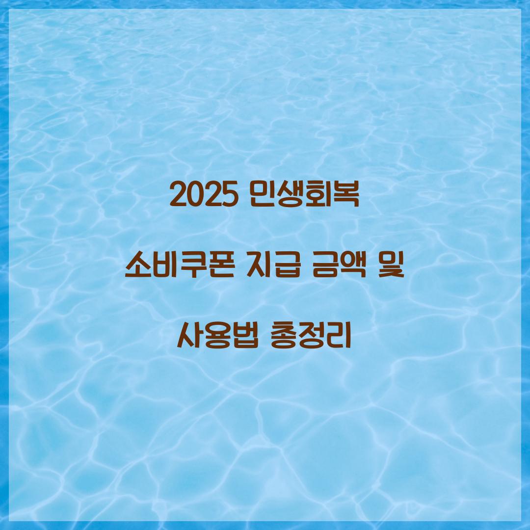 2025 민생회복 소비쿠폰 지급 금액