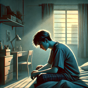 우울증에 빠진 청년