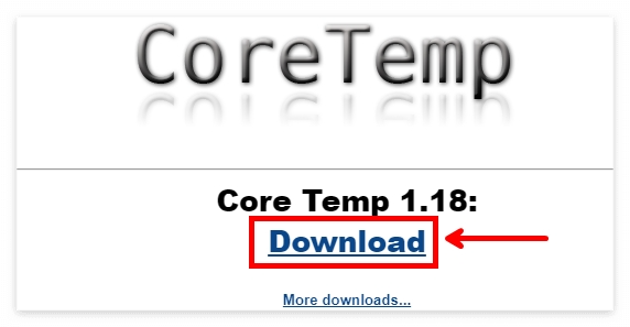 Core temp 코어 템프 다운로드 페이지
