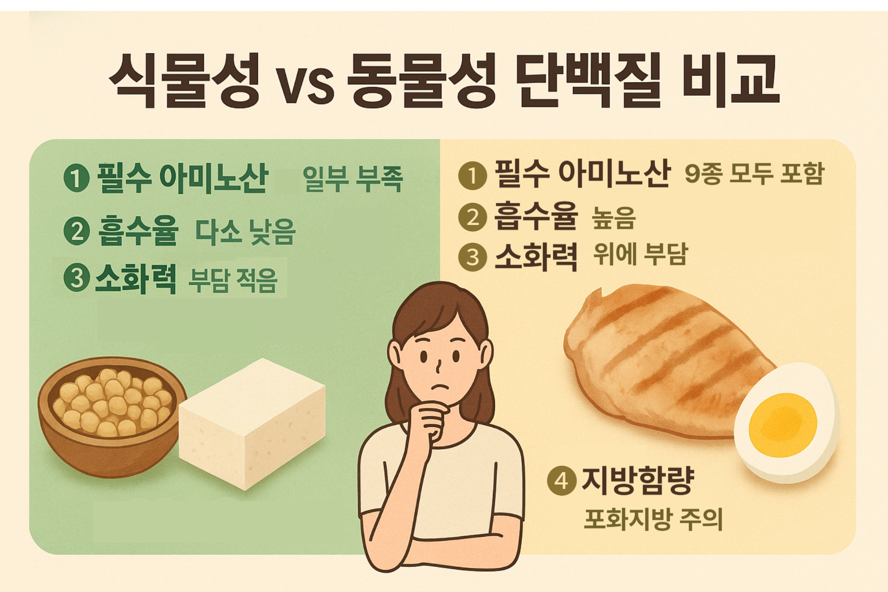 식물성 vs 동물성 단백질 비교표