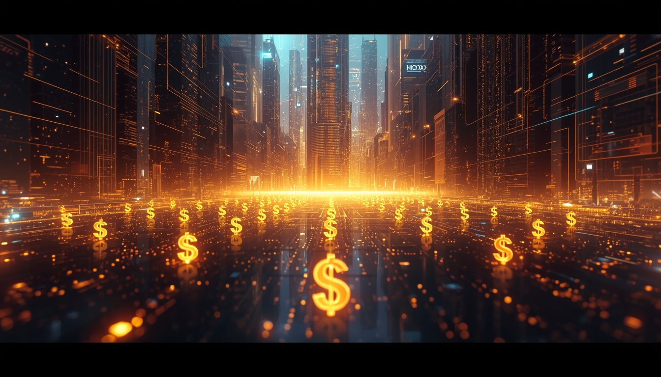 A futuristic city scene symbolizing investment opportunities in the AI crypto era.