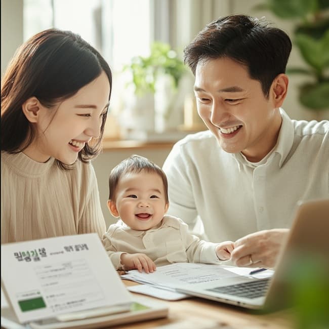 스마트폰으로 부모급여 입금 알림을 받은 화면 탑뷰