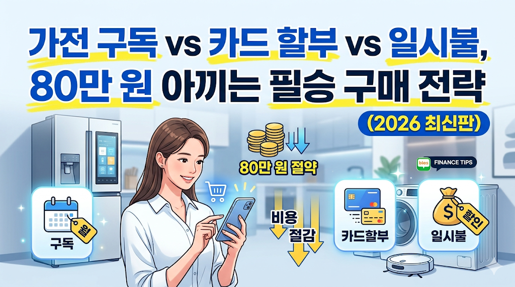 가전 구독 vs 카드 할부 vs 일시불, 80만 원 아끼는 필승 구매 전략 (2026 최신판)