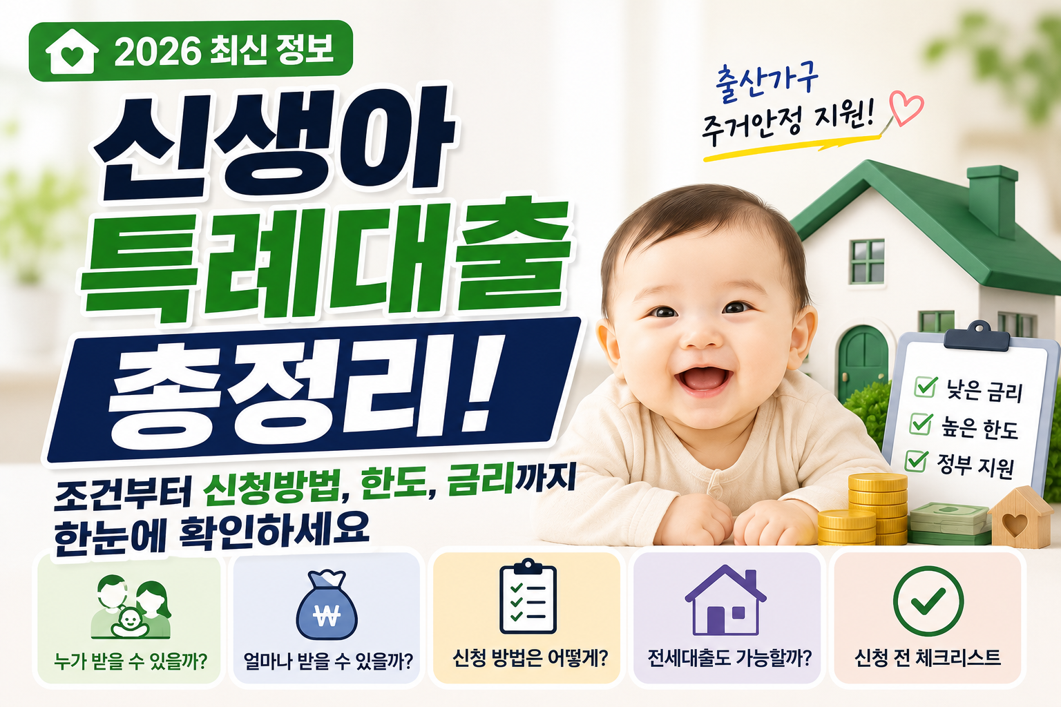 신생아 특례대출 총정리! 조건부터 신청방법, 한도, 금리까지 한눈에 확인하세요
