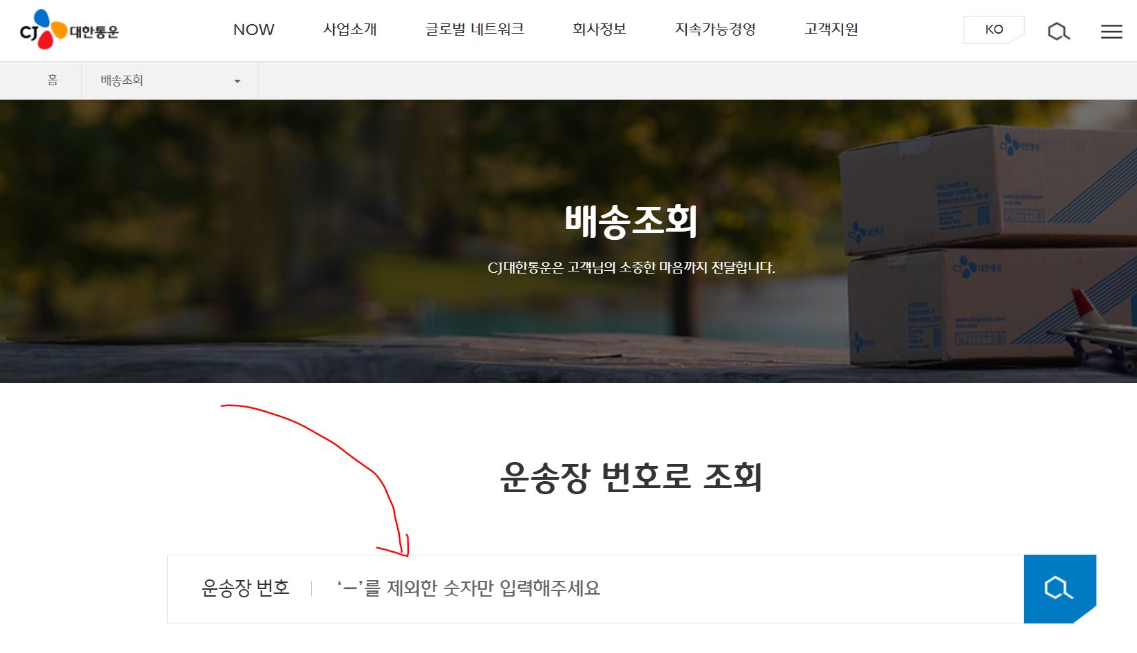 CJ대한통운 배송조회