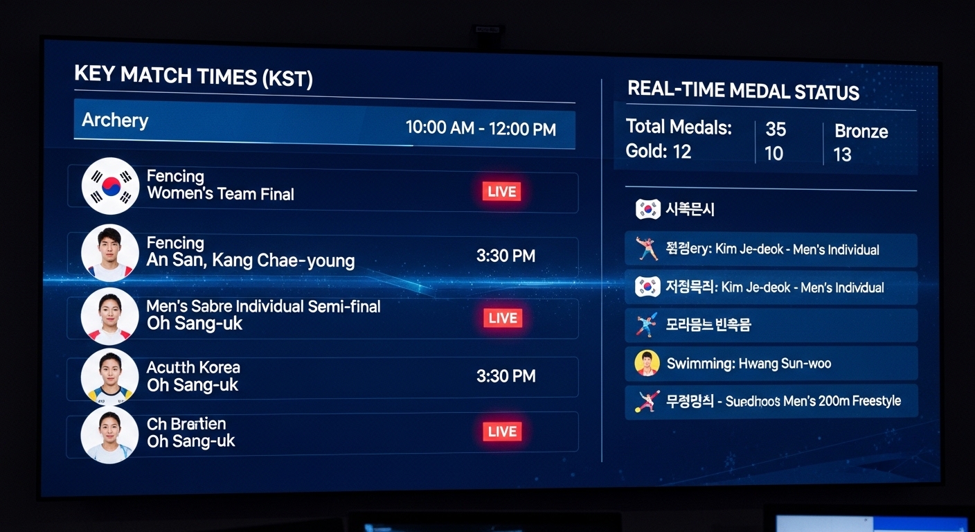 오늘 대한민국 국가대표 선수들의 주요 경기 시간과 실시간 메달 획득 현황 업데이트 이미지