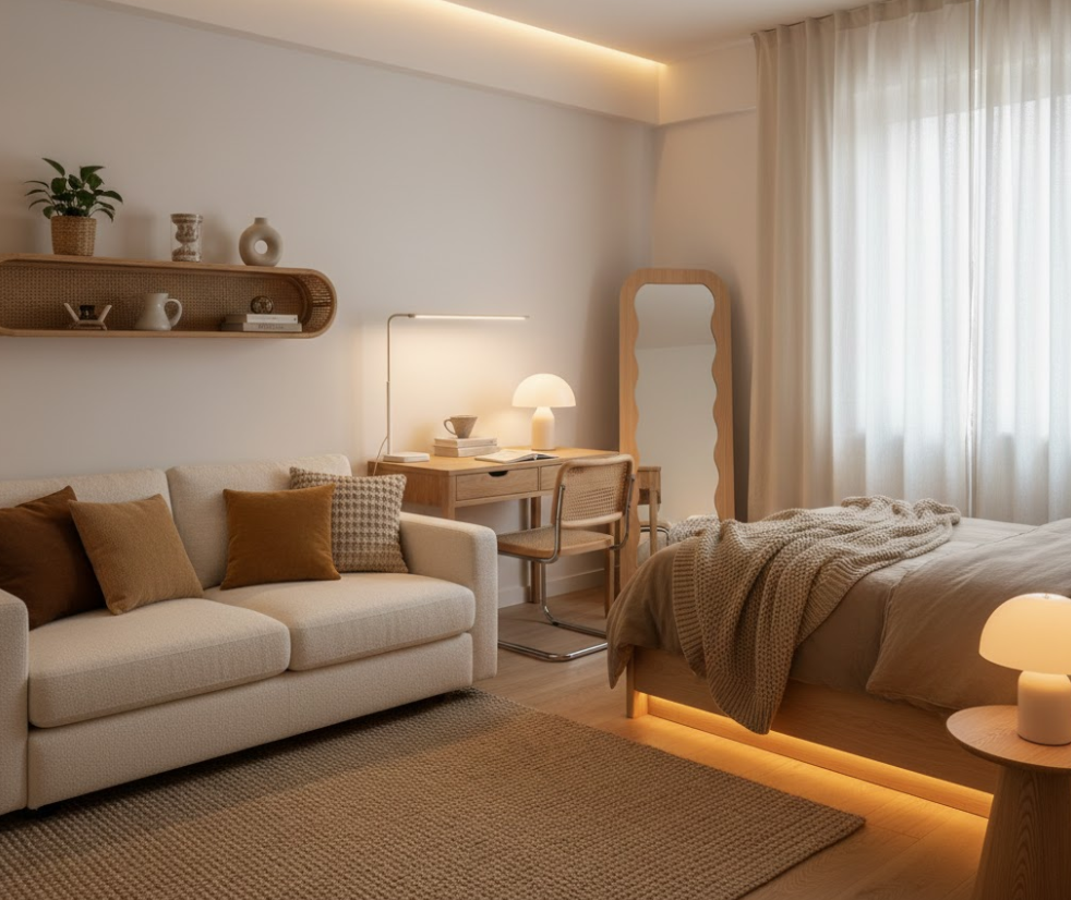 자취생 집 꾸미기 2025 감성 트렌드 색감, 소재, 조명