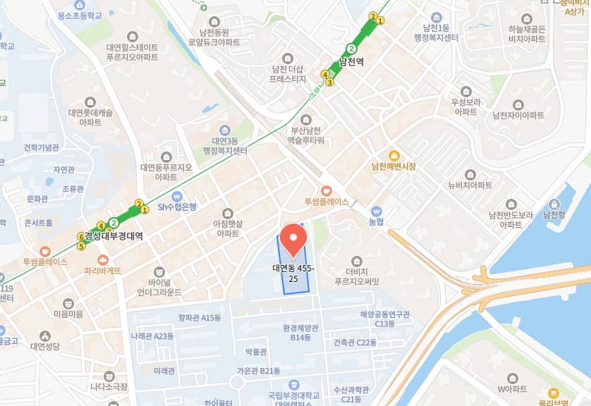 한화포레나 부산대연 위치도