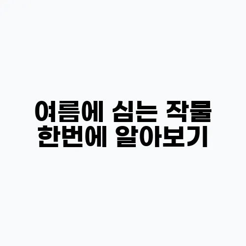 여름에 심는 작물 한번에 알아보기