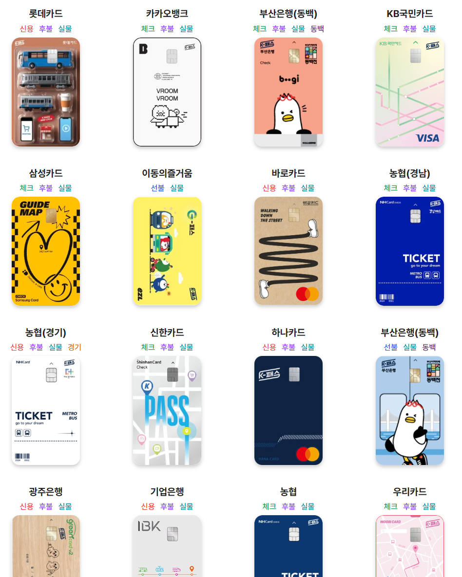 다양한 디자인의 K-패스 카드