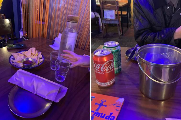 나쵸 및 기본 테이블 세팅 모습