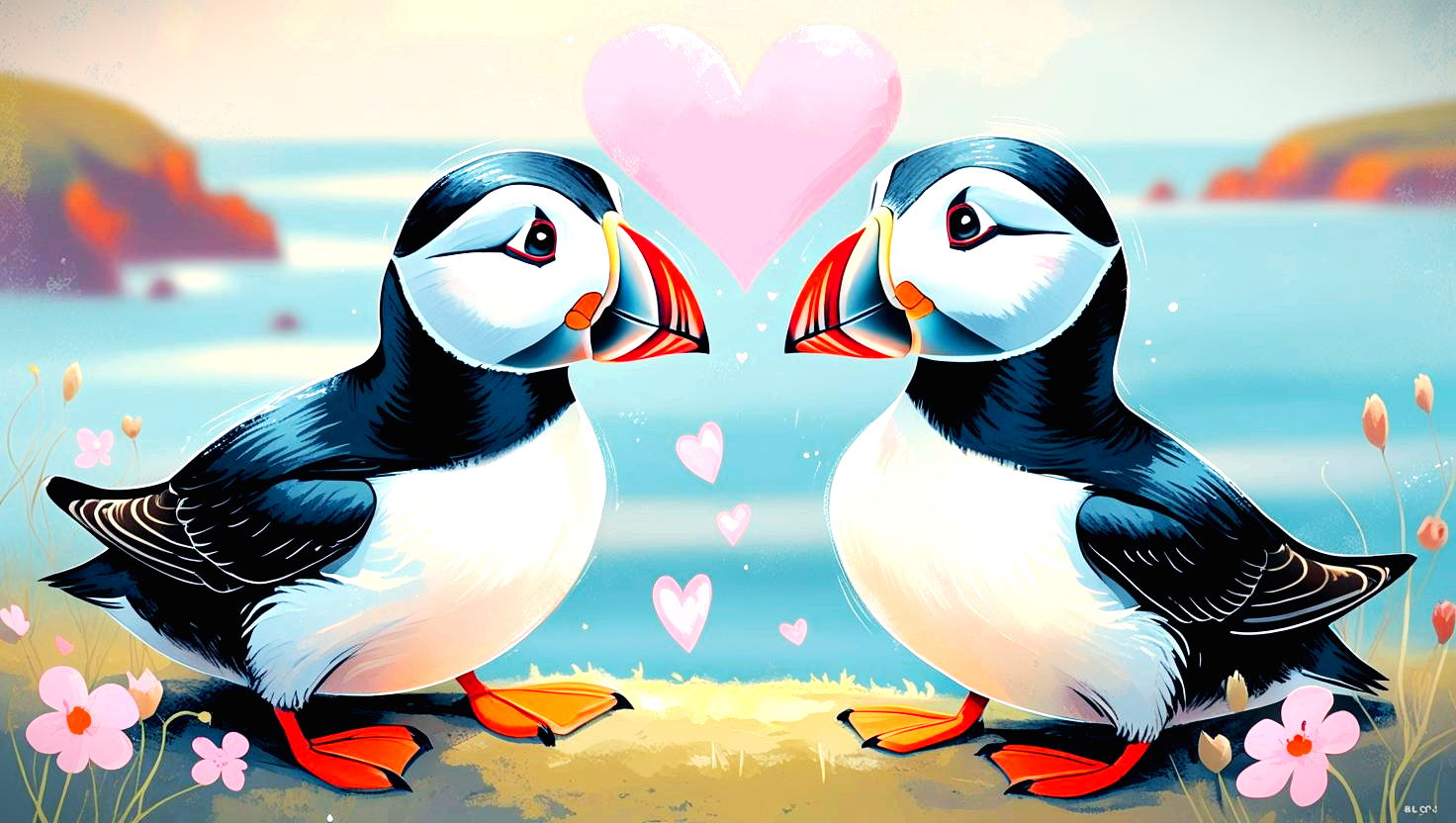 다정한 새 두 마리