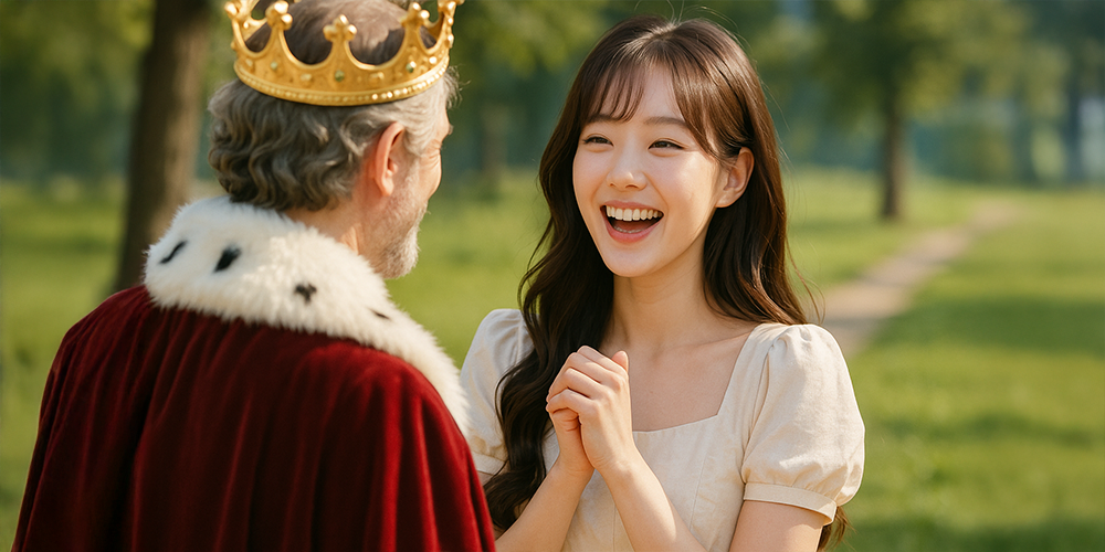 왕을만나서 기뻐하는 여성